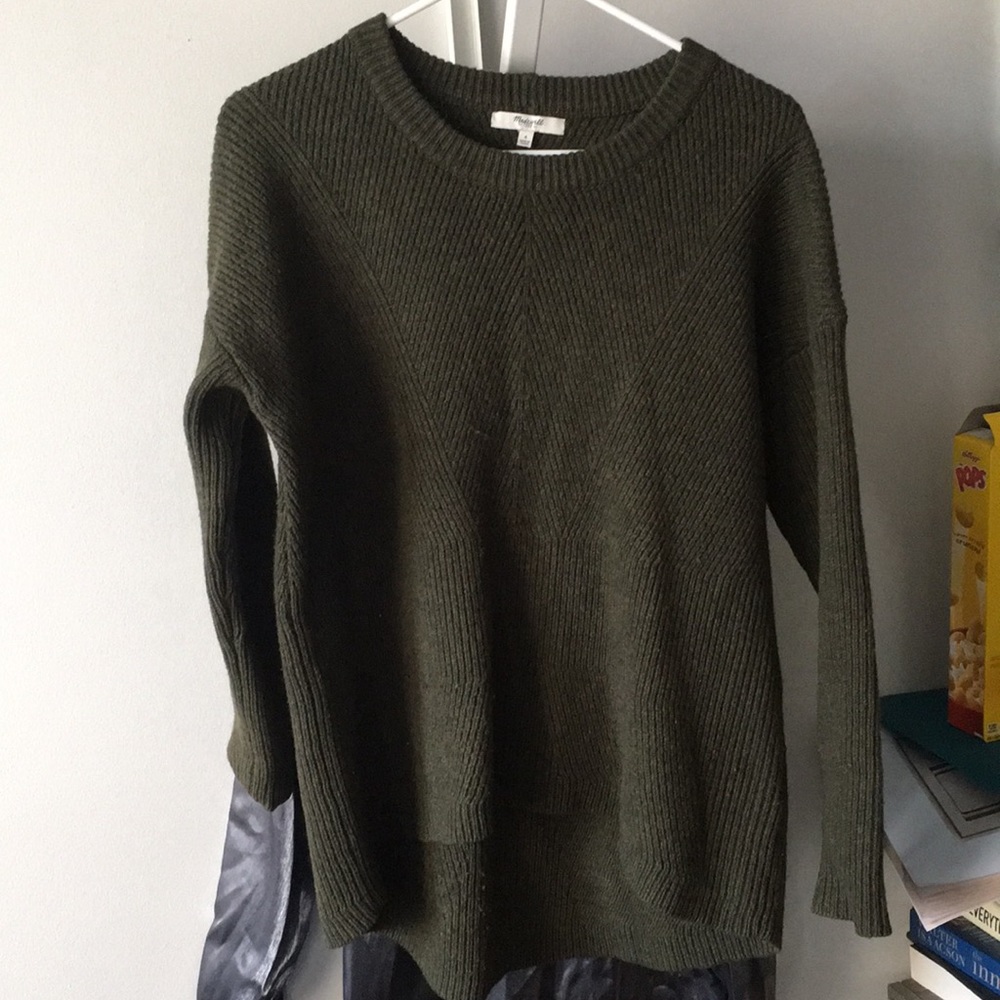 Madewell olive green merino wool moderne sweater